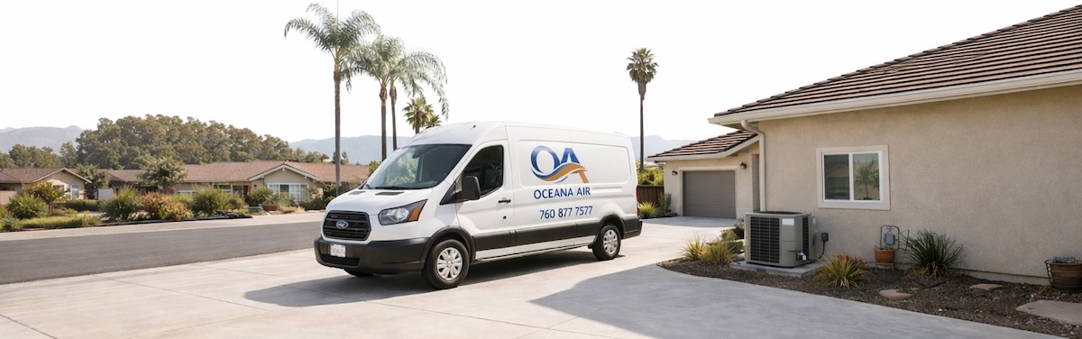 Professional HVAC technician installing a high-efficiency heat pump outside a Los Angeles home.